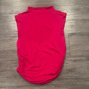 A New Day fuschia jersey mock neck sleeveless with side gathers top (size S)